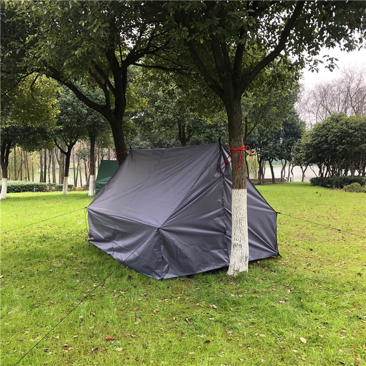 Cheap Goat Tents Ultralight Poleless Tent Multifunctional Canopy Hanging Tree Tarp A line Hammock Cover Sunshade Shelter Silver Coated Awning   